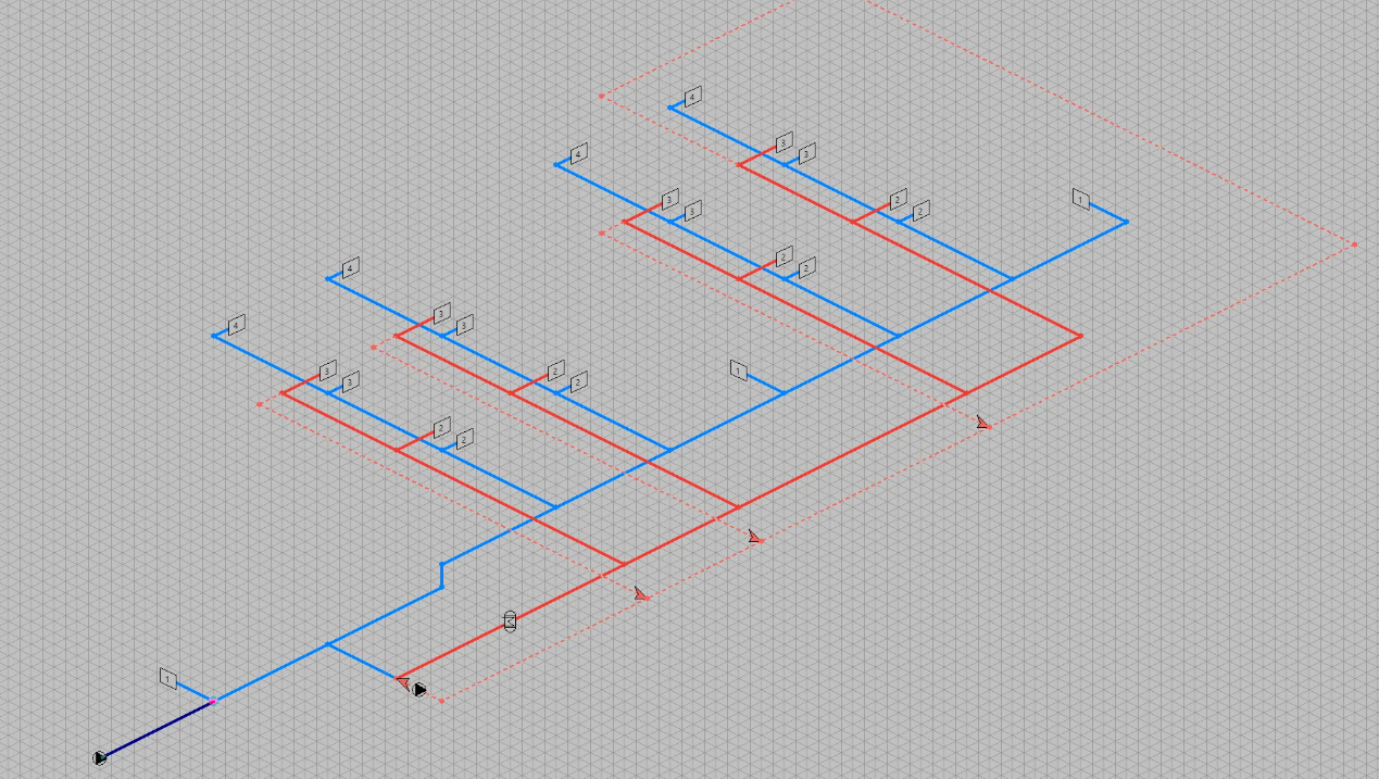 Schema van een tapwaterinstallatie met leidingnet